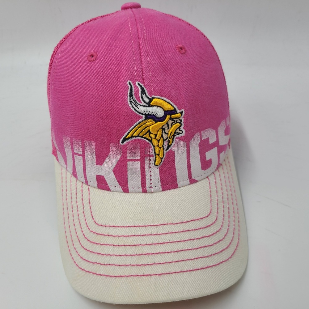 Women Minnesota Vikings Hat Snapback Mesh Reebok Pink White NFL‎ Breast Cancer